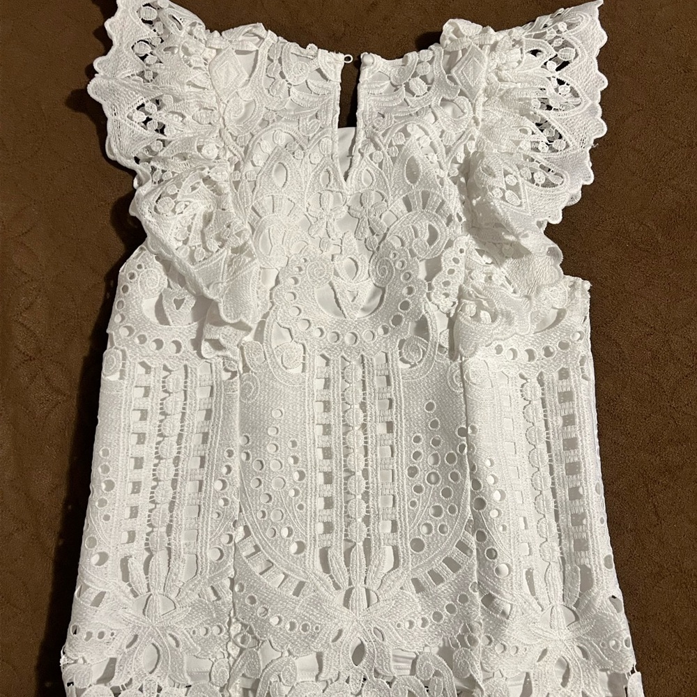 White Lace Ruffle Top - Picture 2 of 3